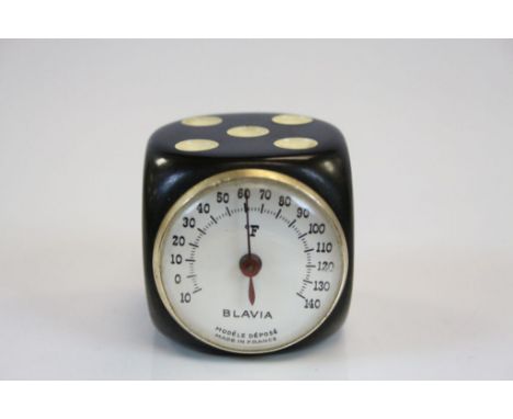 Vintage French Novelty ' Blavia ' Desk Barometer in the form of a Dice, 4cms high 