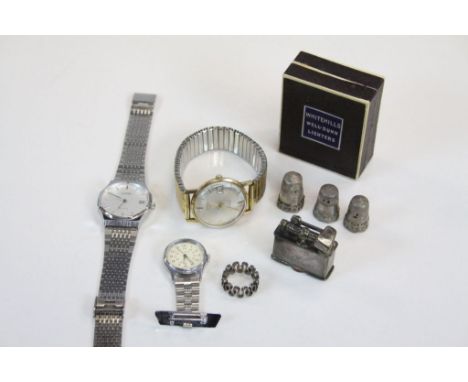 Gents Rotary wristwatch with date aperture, Gents Corvette wristwatch with date aperture, Sekonda pendant watch, three silver