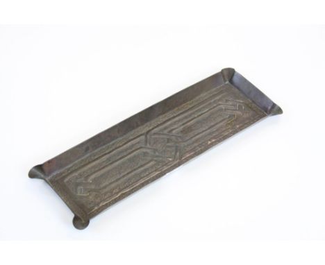 Early 20th century Arts and Crafts Copper Pen Tray with Celtic Knot decoration, possibly Keswick