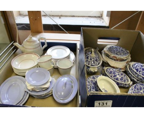 Three Part Ceramic Child's Tea Sets including Early 20th century Ridgeways ' Chintz ' Blue and White Set comprising Soup Ture