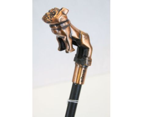 Vintage Bridges Copper Bulldog Walking Stick with Leather Sheepskin Sock Protector