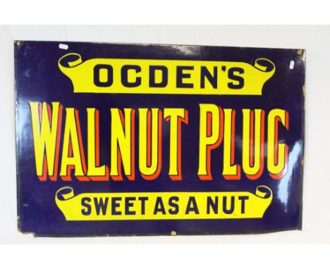 Enamel Advertising Sign ' Ogden's Walnut Plug Sweet as a Nut ', 89cms x 57cms