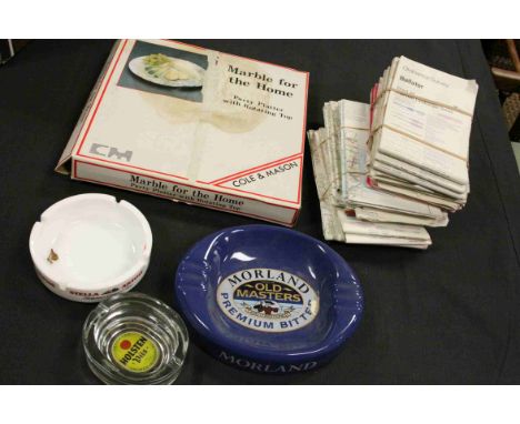 Collection of approximately 20 Folded Ordnance Survey Maps together with Three Ashtrays and a Marble Party Platter