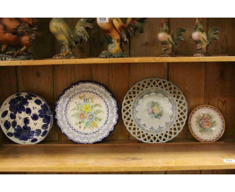 Four Hand Decorated Ceramic Items including Blue and White Fruit Bowl, Pierced Plate, etc