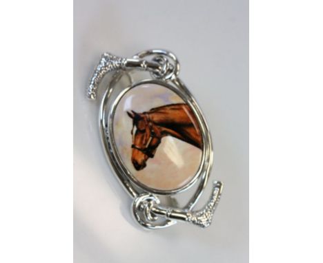 Silver and Enamel Brooch / Pendant in the form of a Horse