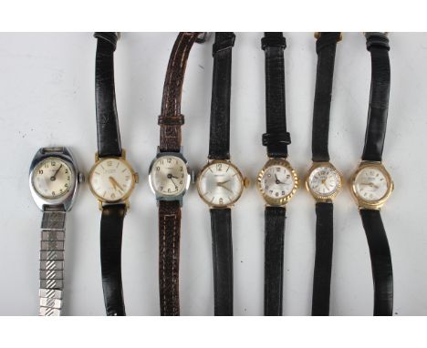 A Seiko 9ct gold circular cased lady's wristwatch, London 1966, case diameter 1.9cm, together with three other 9ct gold cased