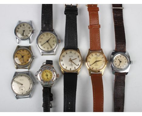 A Timex steel cased mid-size wristwatch, case width 3cm, a Benfre Automatic gilt metal fronted and steel backed gentleman's w