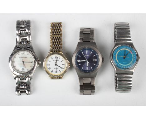 A Seiko Titanium Water Resist 100m gentleman's bracelet wristwatch, the signed blue dial with baton hour markers and date ape