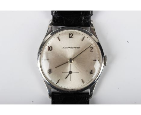 An Audemars Piguet platinum cased gentleman's wristwatch, circa 1948, the signed and jewelled movement numbered '54845', the 