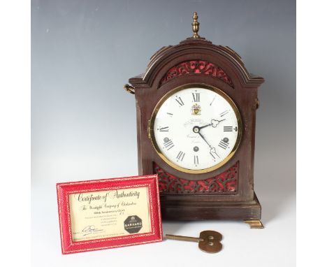 A late 20th century mahogany bracket clock, limited edition No. 66 of 350, specially made for Garrard &amp; Co by F.W. Elliot