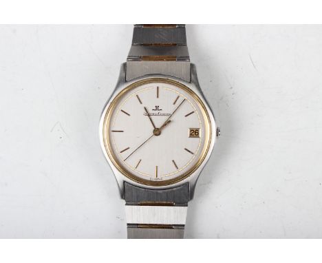 A Jaeger-LeCoultre stainless steel and yellow gold ultra-flat gentleman's bracelet wristwatch, Ref. 140.113.5, circa 1980s, w