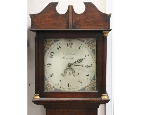 A George III oak longcase clock with thirty hour movement striking on a bell via an outside countwheel, the 12-inch painted s