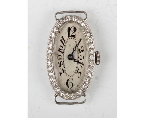 A Solvil platinum and diamond set oval cased lady's wristwatch, the signed and jewelled movement detailed 'Paul Ditisheim. So