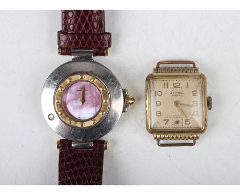 A Jaeger-LeCoultre Carnet de Rendezvous stainless steel and gold cased lady's wristwatch, Ref. 421.5.09, with quartz movement