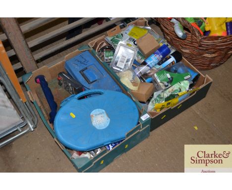 Two boxes containing various tools and sundry items