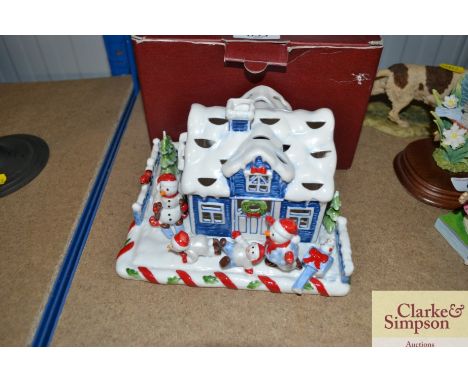 A Villeroy &amp; Boch candle light decorated with snowman