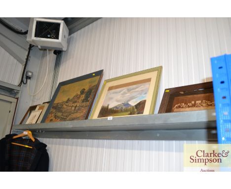 A quantity of pictures and prints to include portrait landscape study