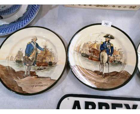 FOUR ROYAL DOULTON CERAMIC CABINET PLATES, LORD NELSON ETC 