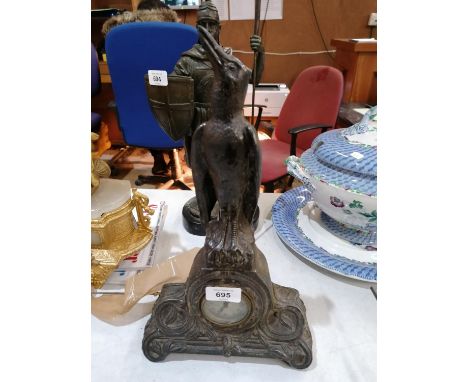 AN UNUSUAL BIRD DESIGN METAL MANTLE CLOCK 