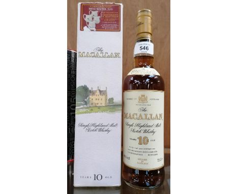 1 BOTTLE - 70CL MACALLAN AGED 10 YEARS SINGLE HIGHLAND MALT SCOTCH WHISKY, BOXED 