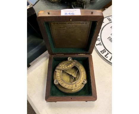 A BOXED BRASS SUNDIAL J.H STEWARD COMPASS 