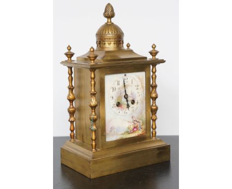 Early 20th century french brass mantle clock, not currently ticking. Height 34 cm