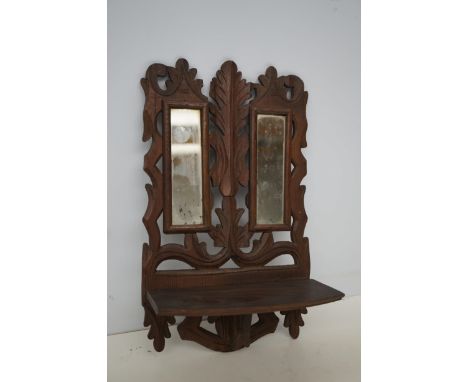 Victorian carved wood &amp; mirror shelf Height 37 cm 