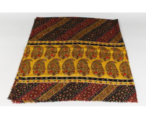 A VINTAGE CHANEL SILK SCARF, STRIPES WITH FLOWERS.