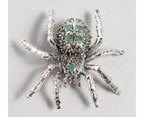 A SILVER AND PEARL ENAMELLED SPIDER BROOCH.