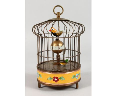 A SMALL BIRDCAGE AUTOMATON CLOCK. 8ins high.