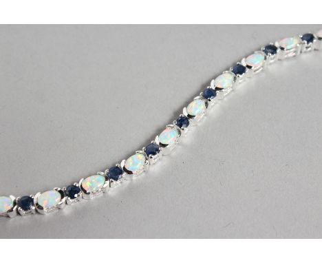 A GOOD SILVER, SAPPHIRE AND GILSON OPAL BRACELET.