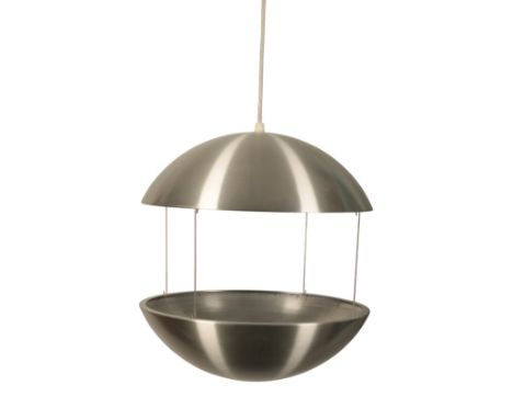 POUL CADOVIUS: A 'ROYAL SYSTEM' RS37 HANGING PENDANT FLOWER LAMP AND PLANTER manufactured by H.F. Belysning, chrome finish, t