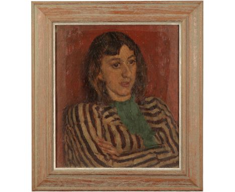 *BERNARD HAILSTONE (1910-1987) 'Portrait of a Girl' (Big Joan) the Artist's wife (nee Joan Hastings), depicted bust-length wi