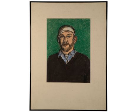 PETER SNOW (1927-2008) 'Self portrait with a bandaged head after a motorcycle accident' gouache, 50cm x 33.5cm Provenance: Th