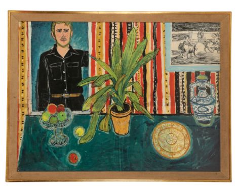 PETER SNOW (1927-2008) self portrait in an interior watercolour/gouache on paper, 88cm x 118cm Provenance: The Studio of Pete