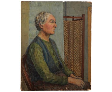 PETER SNOW (1927-2008) 'Portrait A' A portrait of an elderly lady, the sitter depicted in profile, seated in an interior, sig