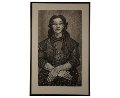 PETER SNOW (1927-2008) 'Maria Dolorosa, c.1993-4' Three-quarter length portrait of the Artist's wife, depicted seated with he
