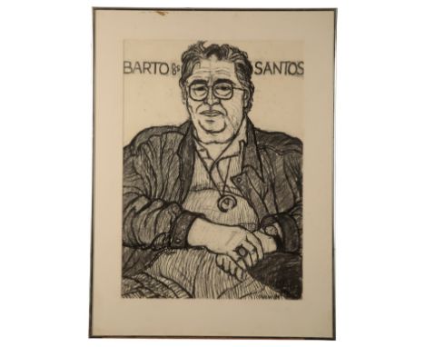 PETER SNOW (1927-2008) 'Barto Dos Santos' Half-length portrait of the Portuguese Artist and Slade Professor, depicted seated 
