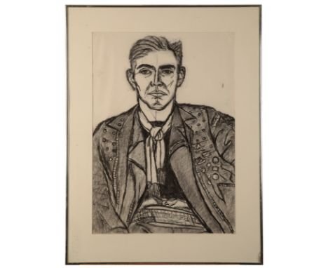 PETER SNOW (1927-2008) 'Peter Embling' Half-length portrait of a gentleman wearing motorcycle leathers and a knotted scarf, c