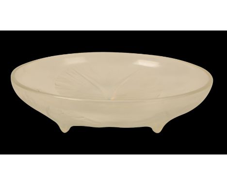 RENE LALIQUE: A 'VOLUBILIS' PATTERN OPALESCENT FOOTED BOWL the interior decorated with three morning glory flowers, moulded s