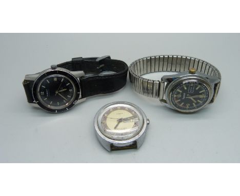 Three wristwatches, 1960's/70's Summit, Ingersoll and Timex day/date 