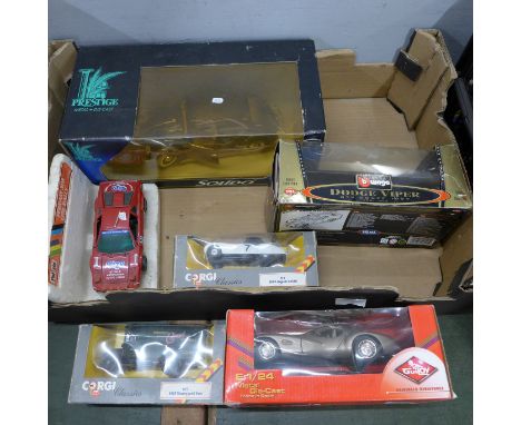 A collection of boxed Burago, Corgi, Prestige and other model vehicles 