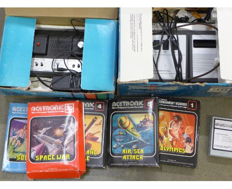 A Tournament VC 6000 video computer, an Adman model 2000 Grandstand TV game and some Acetronic games  **PLEASE NOTE THIS LOT 