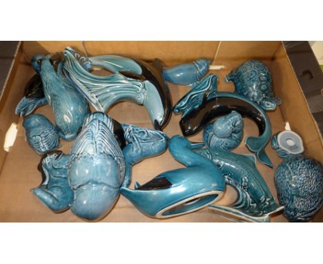 A collection of fifteen Poole Pottery animals including badger, owl and tortoise, whale a/f **PLEASE NOTE THIS LOT IS NOT ELI