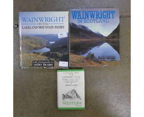 Three books by Alfred Wainwright; A Pictorial Guide to The Lakeland Fells - The Western Fells (book seven, 1966, Westmorland 