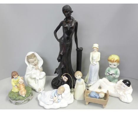 A collection of ceramic figures including a Nao figure of a child, and a model of a lady  **PLEASE NOTE THIS LOT IS NOT ELIGI