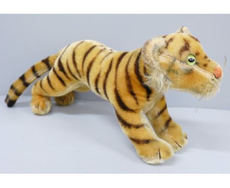 A Steiff tiger cub, lacking button/label 