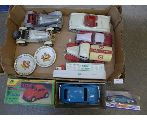A Meteor Volkswagen friction powered metal car, Burago, Solido and other die-cast model vehicles 