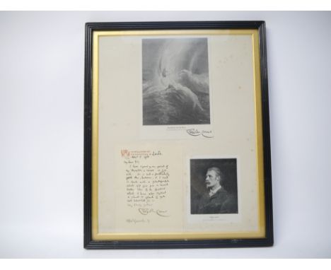 Walter Crane, montage of items in framed &amp; glazed display, including Autograph Letter Signed dated April 5 1900 "My dear 