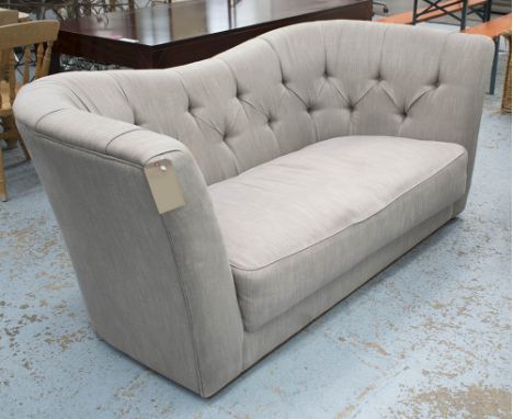 ANGELO CAPPELLINI BUTTERFLY SOFA, in grey buttoned back upholstery, 200cm L x 105cm x 80cm H. (with faults, mark to back)